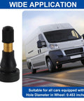 TR600HP snap-in tire valve stem with brass body and black cap; 0.453 in hole, 1.71 in length, pack of 5
