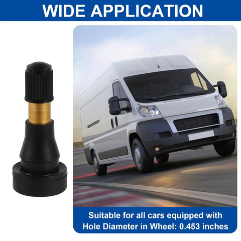 TR600HP snap-in tire valve stem with brass body and black cap; 0.453 in hole, 1.71 in length, pack of 5