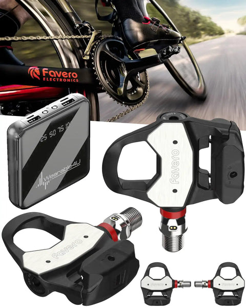 Dual Side Pedal Power Meter Kit With Look Keo Compatibility, Left And Right Sensors Deliver Real World Power, shown with PowerBank