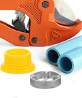 Toddmomy Electric Pipe Threader Kit Compat With Manual Power Drill Plastic Pvc Threading Tool Set Lightweight For Plumbing, orange cutter and PVC parts.