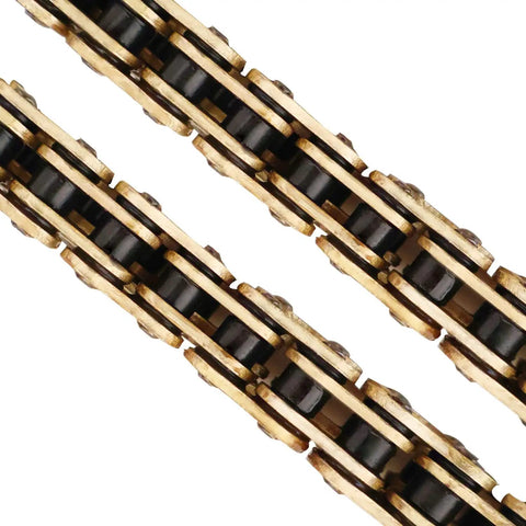 Close-up of Gold 520 O Ring Chain 114 Links With Chain Breaker For Dirt Bikes ATVs UTVs 4 Wheelers Heavy Duty Master Link