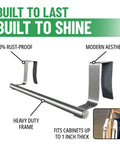 Over Cabinet Door Towel Rack Set 2 Pack Stainless Steel Hand And Dish Towel Holders for Kitchen or Bathroom, rust-proof design.