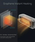 Graphene Far Infrared Mini Desk Heater with instant cozy warmth, no noise, and safe touch housing for office use.