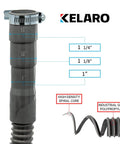 6 Foot Washing Machine Drain Hose With Flexible Corrugated Design Replacement Or Installation Kit Includes Stainless Steel Clamp And Plastic Saddle Hook Universal Fit For Kenmore Whirlpool LG Haier Samsung Maytag GE And More, showing hose diameter measurements and material details.