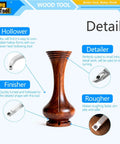 Pro Grade 4 Piece Mini Carbide Tipped Wood Lathe Turning Tools Set with wood vase detailer finisher rougher hollower