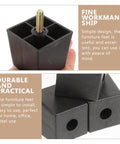Four Pack Square Furniture Legs For Sofa And Cabinet, Black Metal And Plastic, Easy Install Replacement Feet, close-up view
