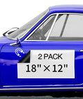 Two Pack 18x12 Inch Car Magnets With 40 Mil Thick Flexible Sheets on blue car door