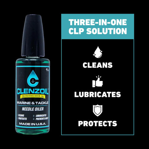 Marine And Tackle Gear Oil Lubricant For Fishing Reels, Boat Motors, Downriggers And More With Precision Needle Oiler 1 Oz