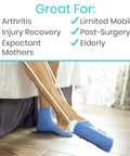 Sock Aid For Easy On And Off With Comfort Foam Grip For Seniors And Limited Mobility Stocking Slider For Hosiery Donning And No Sweat Recovery For Everyday Dressing And Comfortable Self Donning Of Socks, for arthritis and recovery