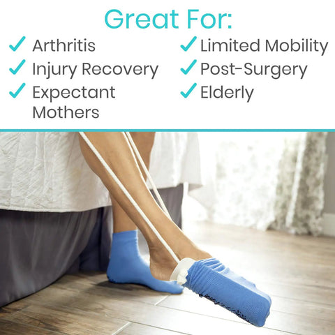 Sock Aid For Easy On And Off With Comfort Foam Grip For Seniors And Limited Mobility Stocking Slider For Hosiery Donning And No Sweat Recovery For Everyday Dressing And Comfortable Self Donning Of Socks, for arthritis and recovery