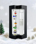 Dope Desktop Weather Station With Galileo Thermometer And Fitzroy Storm Glass Predictor, Matte Black Finish, Snow Background