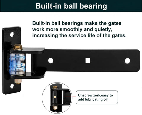 13 Inch Beefy Heavy Duty Gate Hinges With 900 Lb Capacity And Smooth Opening At 180 Or 90 Degrees featuring built-in ball bearing