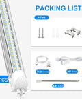 Lit 2 Foot LED Shop Light Kit 22W 3300 Lumens 6000K Ultra Bright Cool White V Shaped Double Row Linkable Ceiling Light Fixtures For Workbenches Basements And Cabinets ETL Listed 4 Pack with accessories