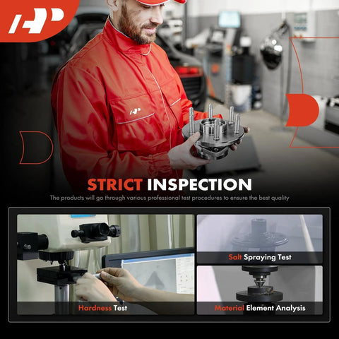 Technician holding hub assembly undergoing strict inspection process in automotive workshop