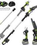 4 In 1 Pole Saw And Electric Pruning Shears Kit With An 8 Inch Bar For Tree Trimming Cordless Pruner With A 15 Ft Extension Pole