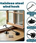 Heavy Duty 6 Inch Hook And Eye Locks 2 Pack Rock Solid Stainless Steel Barn Door Latch Rust Proof Black Wind hook installed on window