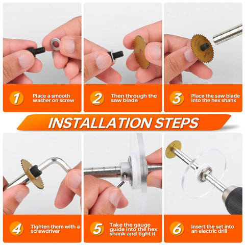 Installation steps for Inside PVC Pipe Cutter Kit With Adjustable Depth Gauge And Scale, saw blade insertion close-up.