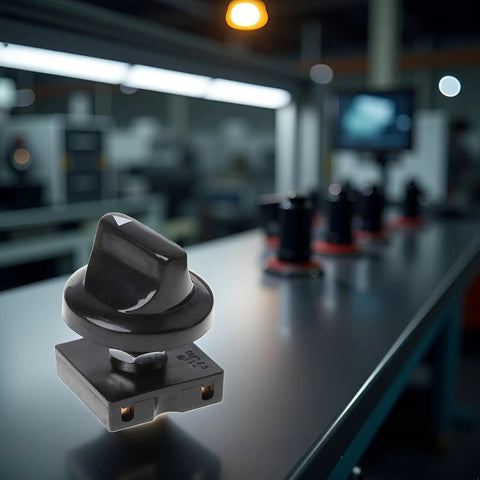 Compact Black Rotary Switch With Knob For Heavy Duty Dual Voltage 13A At 125V And 10A At 250V on industrial gear table