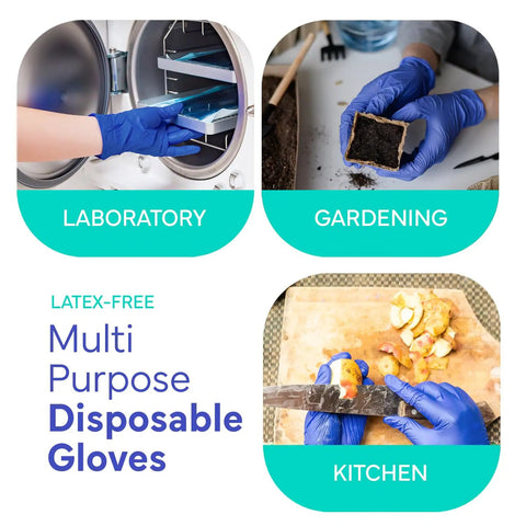 Blue Nitrile Exam Gloves XL 100 Count Disposable Powder Free Latex Free Chemo Rated Clinic Grade For Medical Exams Dental Care Lab Work Food Handling And Patient Care used in lab, gardening, and kitchen.