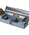 Cobalt Drill Bit Set 115 Pc Pro Grade Heavy Duty High Speed Steel M35 with round shank in metal index storage box