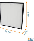Germ Defense Air Filter Replacement Kit For Rabbit Air MinusA2 Purifier Four Stage H13 Filter System dimensions labeled