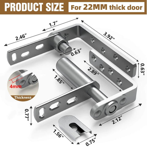 Saloon Door Hinges Double Action Self Closing Heavy Duty No Fuss Swinging Door Hardware For Cafe Doors Two Way Swing 304 Stainless Steel Rustproof Corrosion Resistant 2 Pack dimensions diagram.