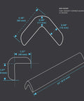 Diagram showing dimensions of Two Pack High Density Rubber Corner Guards Edge Protectors And Bumpers For Parking Garages And Workshops