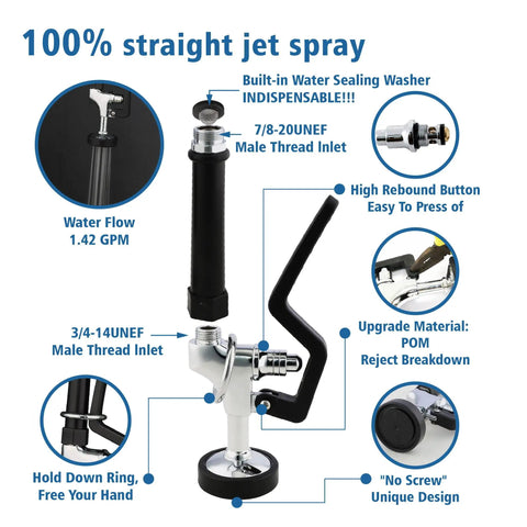 Wall Mount Commercial Sink Faucet With Sprayer, 4 To 8 Inch Adjustable Center, featuring jet spray and high rebound button