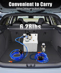 Heavy Duty Mist Coolant Lubrication Spray Kit For Precision Metalwork Machining displayed in car trunk, lightweight at 6.28 lbs.