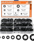 Solid As A Rock Star Lock Washers And Speed Clip Hardware Assortment Kit With M3 To M12 Steel Fasteners featuring various sizes of internal tooth grip washers.