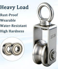 Beefy Stainless Steel Cable Pulley Block With Silent Bearings Swivel Kit For Heavy Duty Applications 550lb Load Capacity For Garage Attic Kayak Deer Hanging Gym Equipment 4 Pack, stainless pulley with bearings
