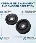 Kick Start Your Lawn Mowerdeck With This Epic Idler Pulley Kit Featuring GX20286 And GX20287 For D140 D130 D100 LA Series Zero Effort Belt Tracking And Smooth Cutting Performance Without Any Wobble, black sealed bearing pulleys