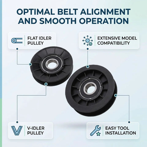Kick Start Your Lawn Mowerdeck With This Epic Idler Pulley Kit Featuring GX20286 And GX20287 For D140 D130 D100 LA Series Zero Effort Belt Tracking And Smooth Cutting Performance Without Any Wobble, black sealed bearing pulleys