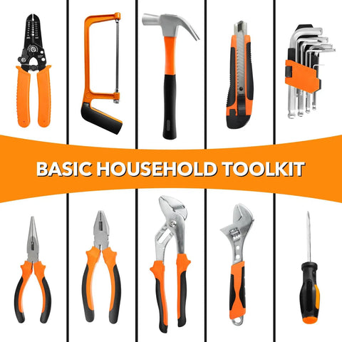 All In One Home And Auto Repair Tool Kit 157Piece Set With Durable Plastic Toolbox Storage Case Pliers Wrenches Screwdrivers