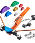 Copper And Aluminum Tubing Bender Kit One Quarter Inch To Seven Eighths Inch With Ratcheting Workhorse Pipe Bender Forward And Reverse Action Seven Color Dies For HVAC Air Conditioning Refrigeration