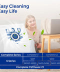 Nine Pack Vacuum Bag Set For Classic C1 C2 C3 And S Series Cleaners with woman sitting on sofa.