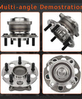 Pair Rear Wheel Hub And Bearing Assembly For Honda CRV Ex Ex LX Fwd Crosstour 2010 2015 And Accord Crosstour 2010 2011 Fwd With Japanese Kyodo Yushi AFI Grease For Your Ride, multi-angle view showing components.
