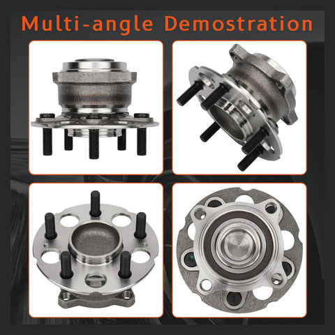 Pair Rear Wheel Hub And Bearing Assembly For Honda CRV Ex Ex LX Fwd Crosstour 2010 2015 And Accord Crosstour 2010 2011 Fwd With Japanese Kyodo Yushi AFI Grease For Your Ride, multi-angle view showing components.