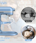 Coated Spiral Dough Hook Replacement For Lift Stand Mixers Built Tough Aluminum Dough Hook with before and after dough kneading