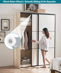 Sliding Closet Door Roller Kit With Track For Top Hung Doors Replacement Set Includes Front And Rear Nylon Wheels No Squeak