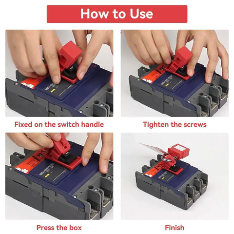 How to use the Clamp-On Circuit Breaker Lockout Kit 12 Piece Set With Small Medium Large Lockouts For Single Pole Breakers.