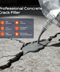 Self Leveling Concrete Crack Filler Two Pack Fast Curing Watersealer pouring into crack in concrete, showcasing waterproof qualities.