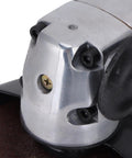 Close-up of Tough As Nails Pneumatic Angle Grinder's durable metallic body and sanding wheel for paint stripping.