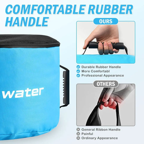 Durable rubber handle on 4 Pack RV Hose Storage Bags With Visible Cover And Two Way Zipper, Waterproof Utility Organizer