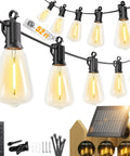 52Ft Solar String Lights For Outdoor Patio Waterproof With Remote And Timer, USB Or Solar Powered Dimmable Backyard Party Lights For Vibe