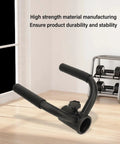 Heavy Duty T Bar Row Barbell Handle For Home Gym High Strength Iron Attachment on wooden floor with dumbbells in background