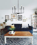 Matte Black 6 Light Farmhouse Chandelier For Dining Room And Kitchen Island Modern Metal Lighting Fixture With Retro Candle Style Bulbs