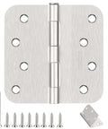 4 Inch Door Hinges 3 Pack Brushed Nickel Satin Finish Five Eighth Inch Radius Corners Heavy Duty 4x4 Interior Hinges With 8 Holes And 27 Screws For Easy Install On Residential Front Doors