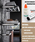 Side view of 30 Inch Bathroom Shelf 3 Tier Wall Mount Rack With Towel Bars Extra Long Heavy Duty All Metal Build Rust Proof Stainless Steel Chrome Finish Built To Last, holding towels.