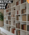 Hella Durable 50 Pack Nickel Plated Shelf Pins Rust Proof Metal Support Pegs For Cabinet Furniture Shelves Heavy Duty Polish Finish Quick Swap Premium Storage Setup in modern bookshelf.